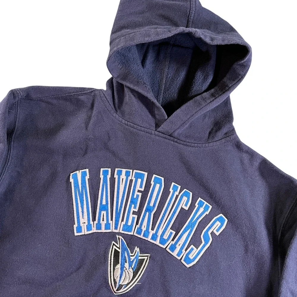 Adidas Dallas Mavericks Hoodie Kids XL 18/20 Navy Blue NBA Pullover Fleece Logo